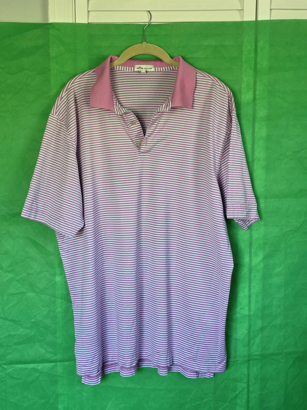 Peter Millar Men's Pink Striped Polo Shirt XL Golf